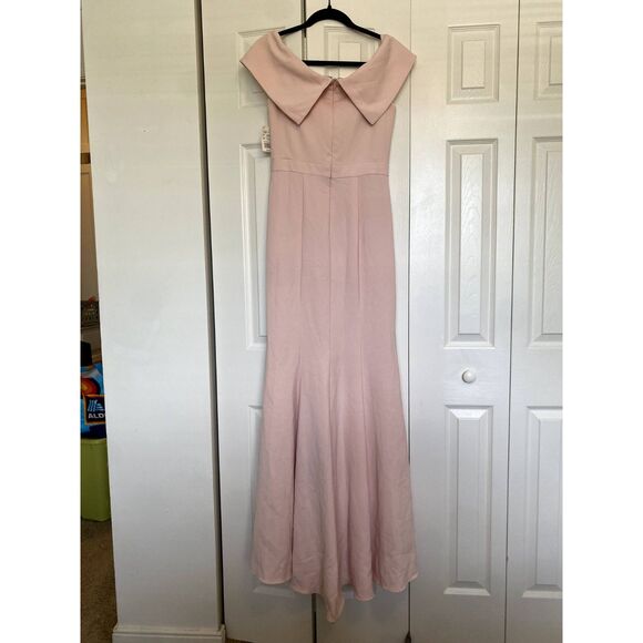 Xscape NWT Off The Sholder Crepe Dress in Blush Pink, Size 8, MSRP $230 - Picture 7 of 11